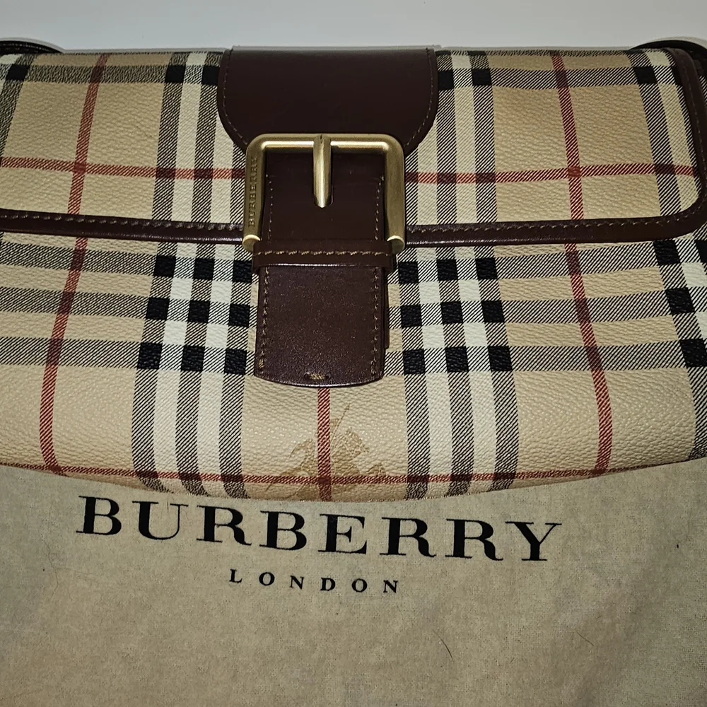 Burberry Shoulder Bag with Brown Leather Accents With COA and Branded Dustbag